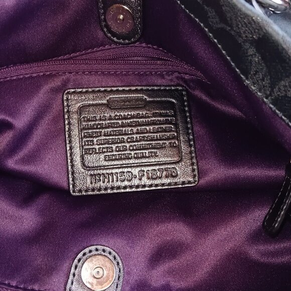 Coach Ashley Canvas/Leather Handbag (Charcoal Gray) H1159-F18776 Authentic - Picture 10 of 11